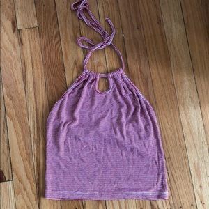 Brandy Melville red and white striped halter top